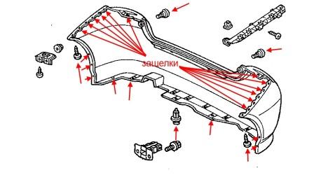 diagram of rear bumper Honda Fit/Jazz (2001-2007)